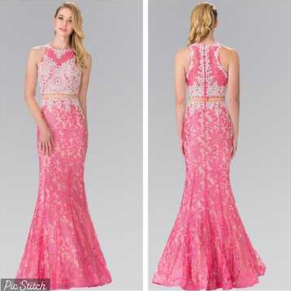 Elegant Pink Lace Prom Dress limited edition